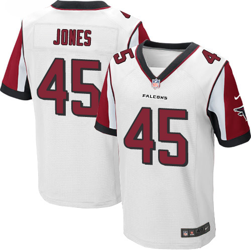 Men's Elite Deion Jones Nike Jersey White Road - #45 NFL Atlanta Falcons